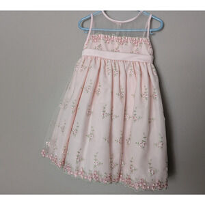 Perfectly Dress Embroidered Flowers Pink Girls 24 Months